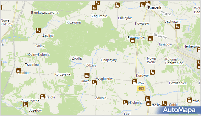mapa Chajczyny, Chajczyny na mapie Targeo