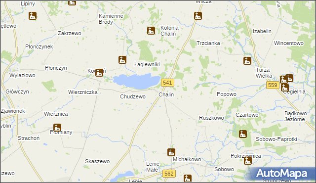 mapa Chalin gmina Dobrzyń nad Wisłą, Chalin gmina Dobrzyń nad Wisłą na mapie Targeo