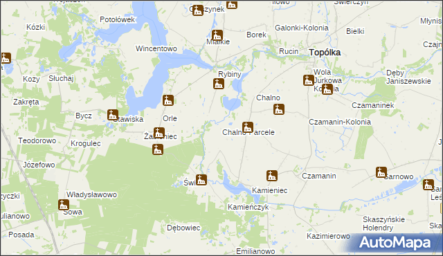 mapa Chalno-Parcele, Chalno-Parcele na mapie Targeo