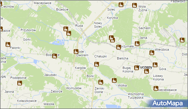 mapa Chałupki gmina Tuczępy, Chałupki gmina Tuczępy na mapie Targeo