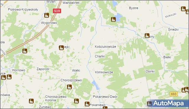 mapa Chańki, Chańki na mapie Targeo