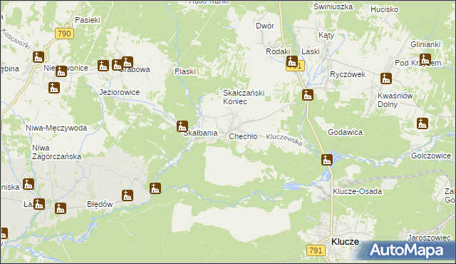 mapa Chechło gmina Klucze, Chechło gmina Klucze na mapie Targeo