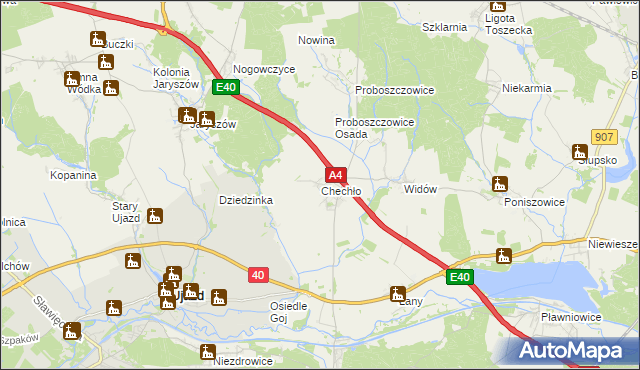 mapa Chechło gmina Rudziniec, Chechło gmina Rudziniec na mapie Targeo