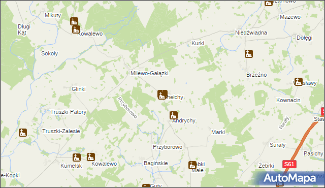 mapa Chełchy gmina Grabowo, Chełchy gmina Grabowo na mapie Targeo