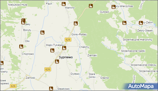 mapa Chełchy gmina Sypniewo, Chełchy gmina Sypniewo na mapie Targeo