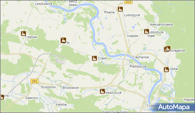 mapa Chełm gmina Rudna, Chełm gmina Rudna na mapie Targeo