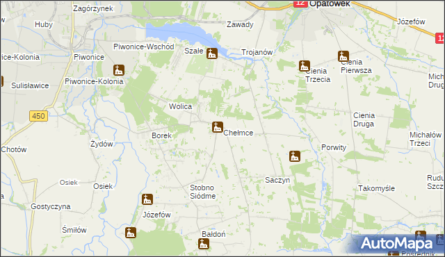 mapa Chełmce gmina Opatówek, Chełmce gmina Opatówek na mapie Targeo