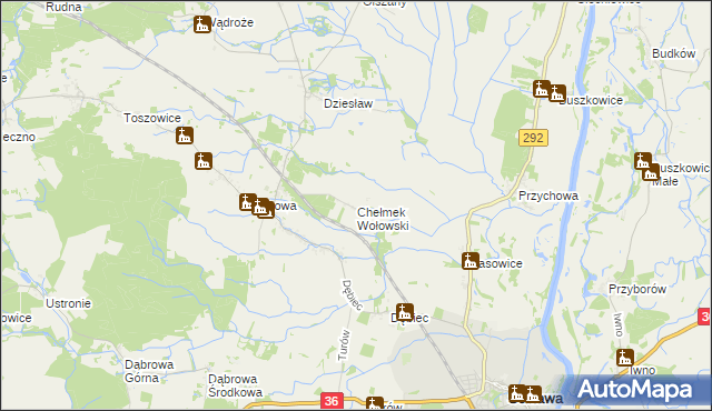 mapa Chełmek Wołowski, Chełmek Wołowski na mapie Targeo