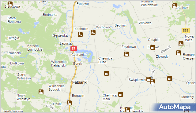 mapa Chełmica Duża, Chełmica Duża na mapie Targeo