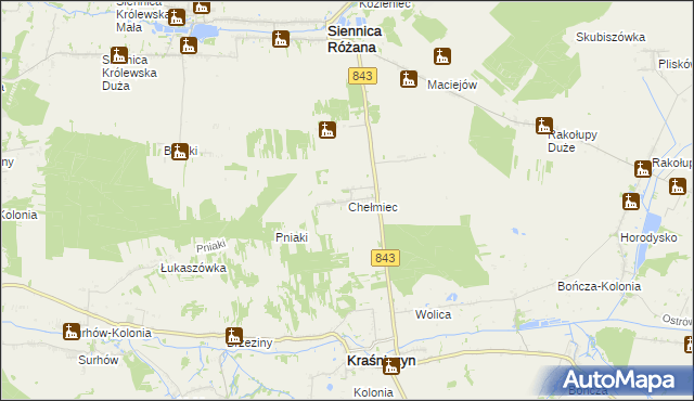 mapa Chełmiec gmina Kraśniczyn, Chełmiec gmina Kraśniczyn na mapie Targeo