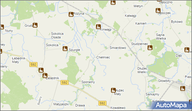 mapa Chełmiec gmina Sępopol, Chełmiec gmina Sępopol na mapie Targeo