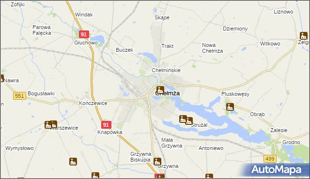 mapa Chełmża, Chełmża na mapie Targeo