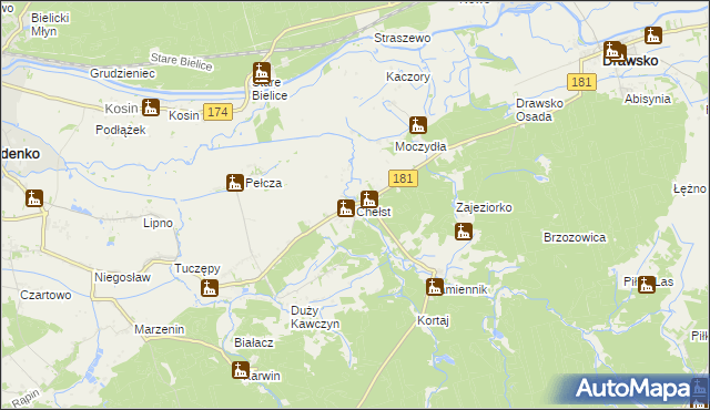 mapa Chełst gmina Drawsko, Chełst gmina Drawsko na mapie Targeo