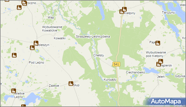 mapa Chełsty gmina Lidzbark, Chełsty gmina Lidzbark na mapie Targeo