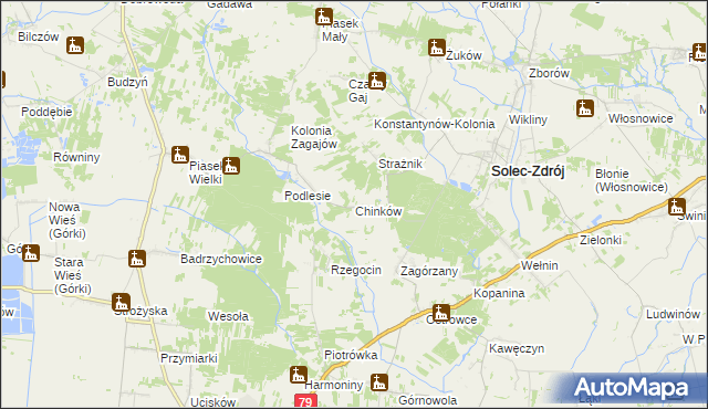 mapa Chinków, Chinków na mapie Targeo