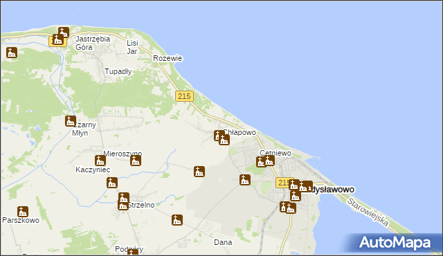 mapa Chłapowo gmina Władysławowo, Chłapowo gmina Władysławowo na mapie Targeo