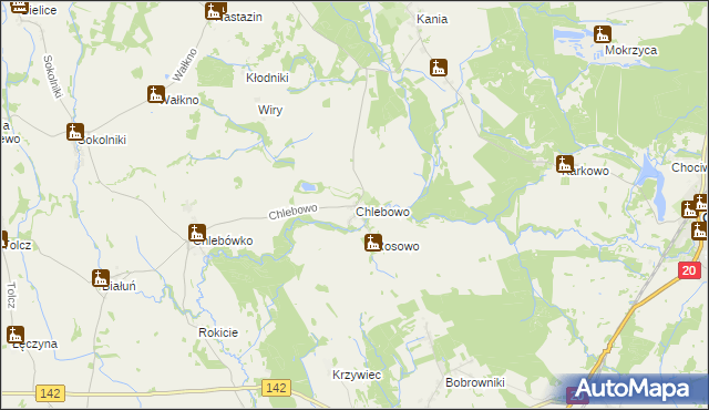 mapa Chlebowo gmina Stara Dąbrowa, Chlebowo gmina Stara Dąbrowa na mapie Targeo