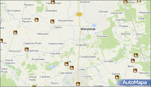 mapa Chlebowo gmina Wierzbinek, Chlebowo gmina Wierzbinek na mapie Targeo