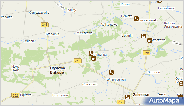 mapa Chlewiska gmina Dąbrowa Biskupia, Chlewiska gmina Dąbrowa Biskupia na mapie Targeo