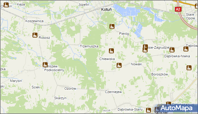 mapa Chlewiska gmina Kotuń, Chlewiska gmina Kotuń na mapie Targeo