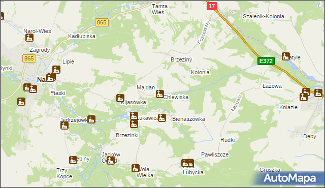 mapa Chlewiska gmina Narol, Chlewiska gmina Narol na mapie Targeo