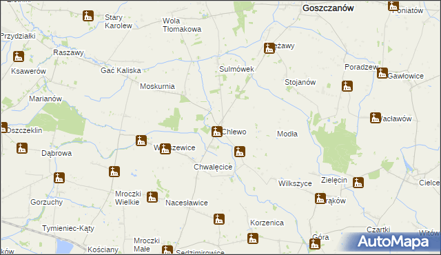 mapa Chlewo gmina Goszczanów, Chlewo gmina Goszczanów na mapie Targeo