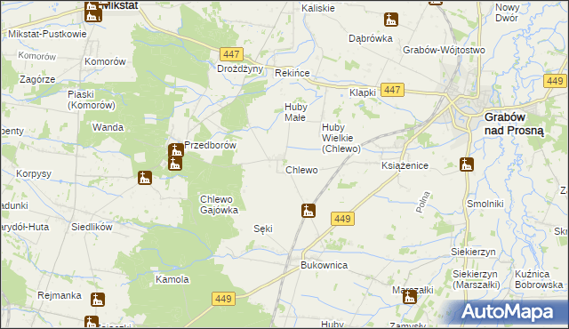 mapa Chlewo gmina Grabów nad Prosną, Chlewo gmina Grabów nad Prosną na mapie Targeo