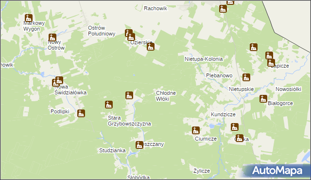 mapa Chłodne Włóki, Chłodne Włóki na mapie Targeo