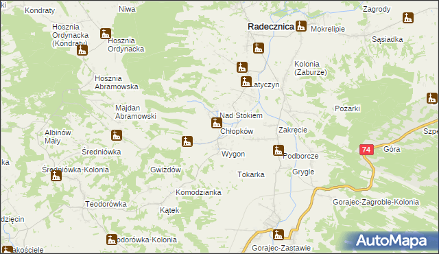 mapa Chłopków gmina Frampol, Chłopków gmina Frampol na mapie Targeo