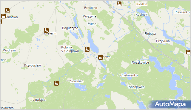 mapa Chłopowo gmina Krzęcin, Chłopowo gmina Krzęcin na mapie Targeo