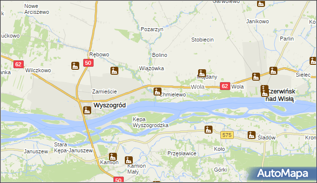mapa Chmielewo gmina Wyszogród, Chmielewo gmina Wyszogród na mapie Targeo