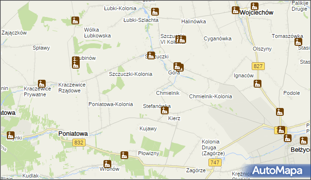 mapa Chmielnik gmina Bełżyce, Chmielnik gmina Bełżyce na mapie Targeo