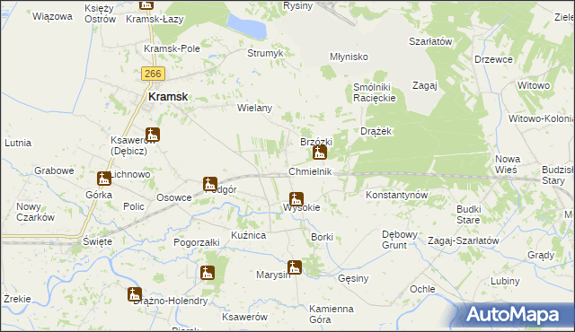 mapa Chmielnik gmina Kramsk, Chmielnik gmina Kramsk na mapie Targeo