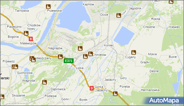 mapa Chmielów gmina Nowa Dęba, Chmielów gmina Nowa Dęba na mapie Targeo