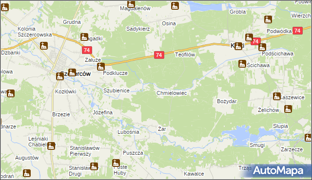 mapa Chmielowiec, Chmielowiec na mapie Targeo