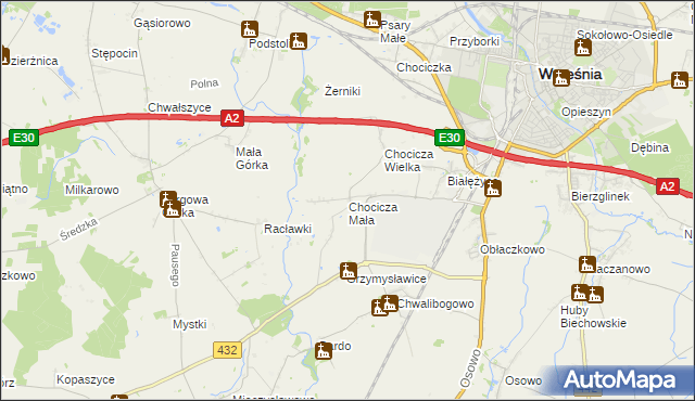 mapa Chocicza Mała, Chocicza Mała na mapie Targeo