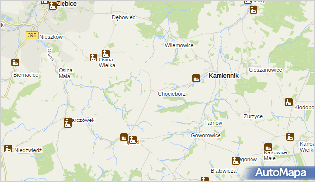 mapa Chociebórz, Chociebórz na mapie Targeo