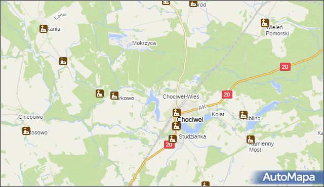 mapa Chociwel-Wieś, Chociwel-Wieś na mapie Targeo