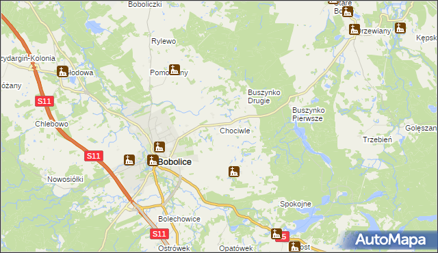 mapa Chociwle, Chociwle na mapie Targeo