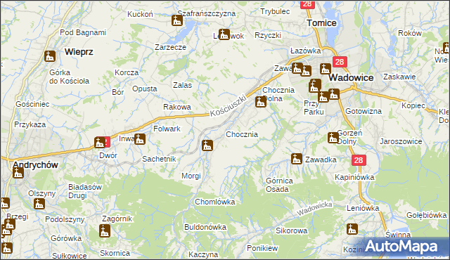 mapa Chocznia, Chocznia na mapie Targeo