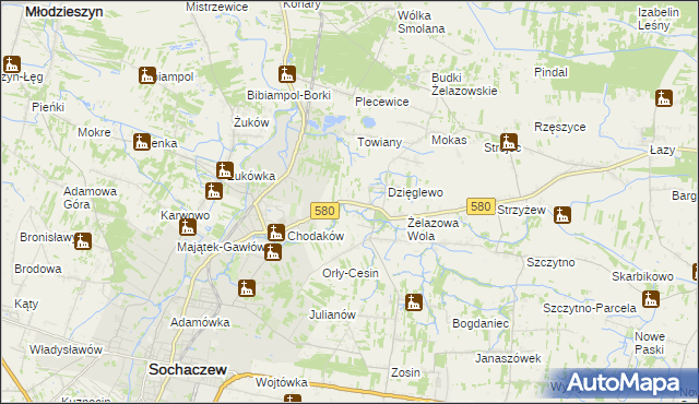 mapa Chodakówek, Chodakówek na mapie Targeo