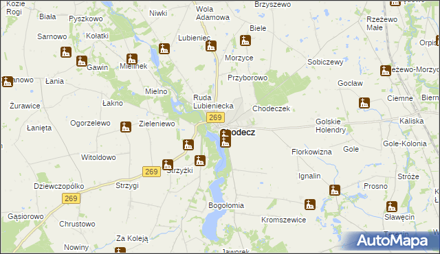 mapa Chodecz powiat włocławski, Chodecz powiat włocławski na mapie Targeo