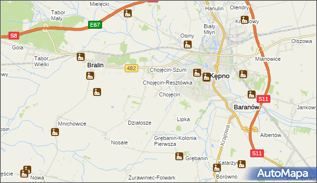 mapa Chojęcin, Chojęcin na mapie Targeo