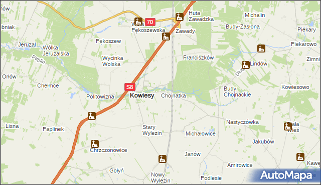 mapa Chojnatka, Chojnatka na mapie Targeo