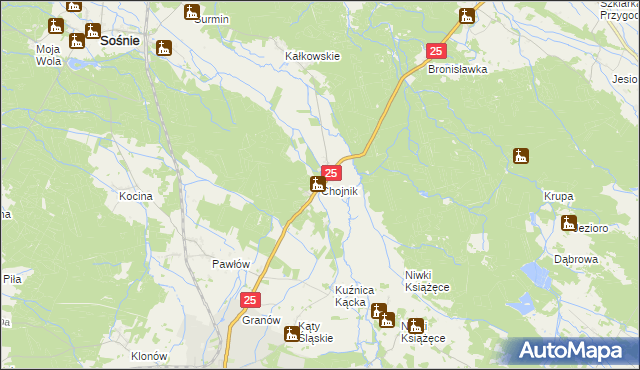 mapa Chojnik gmina Sośnie, Chojnik gmina Sośnie na mapie Targeo