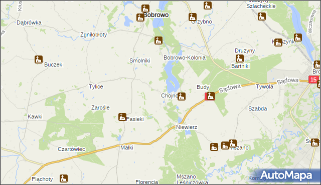 mapa Chojno gmina Bobrowo, Chojno gmina Bobrowo na mapie Targeo