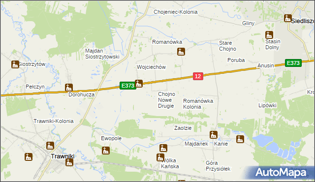 mapa Chojno Nowe Drugie, Chojno Nowe Drugie na mapie Targeo