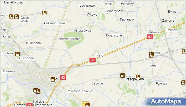 mapa Chojny gmina Koło, Chojny gmina Koło na mapie Targeo