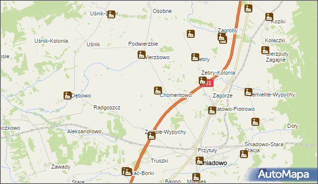 mapa Chomentowo, Chomentowo na mapie Targeo