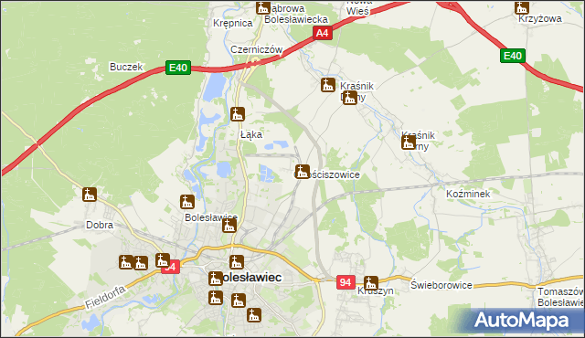 mapa Chościszowice, Chościszowice na mapie Targeo